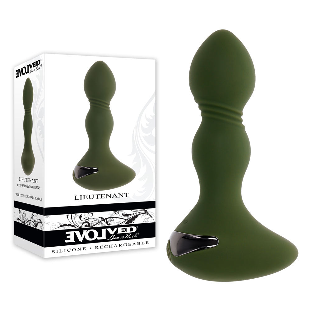 Evolved LIEUTENANT - Green 12.2 cm USB Rechargeable Vibrating Butt Plug Evolved